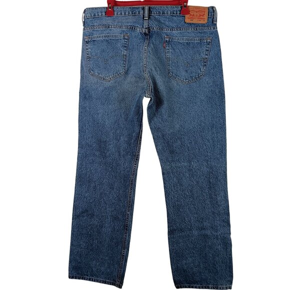 Levis 569 Loose Straight Fit Distressed Jeans Mens 39x33 Blue Denim - Picture 2 of 10